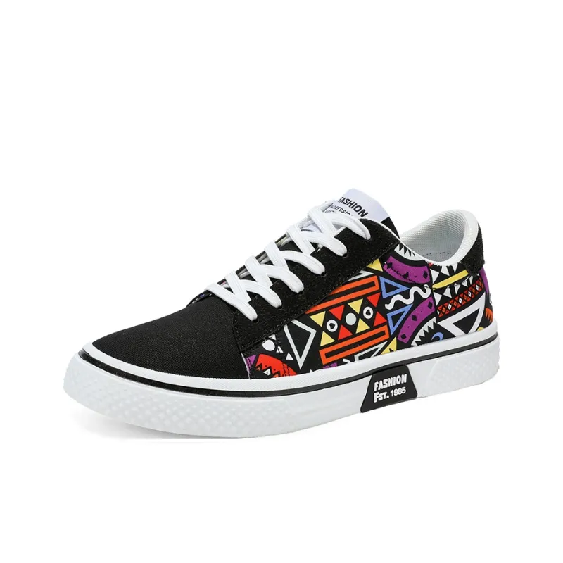 HUANAI Low Top Skateboard Shoes Men's Black-1