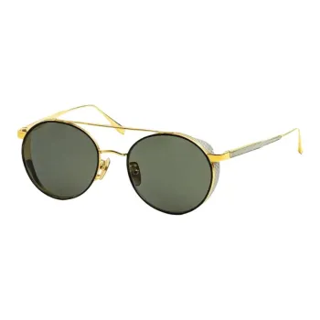 Linda Farrow Titanium Round Sunglasses Men's Gold