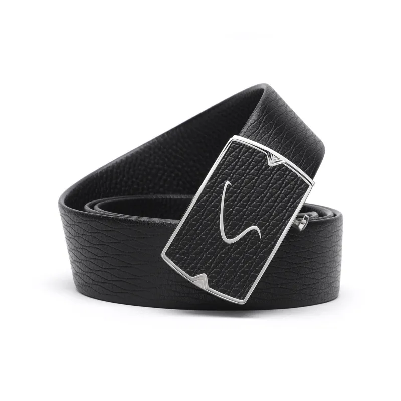Satchi Cow Leather Belts Men's Black Width 3.7cm-0