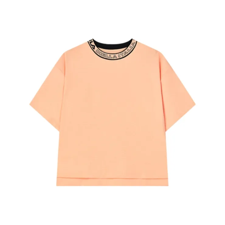 FILA EMERALD Drop Shoulder Sleeve T Shirt Women's Ice Porcelain Orange-0