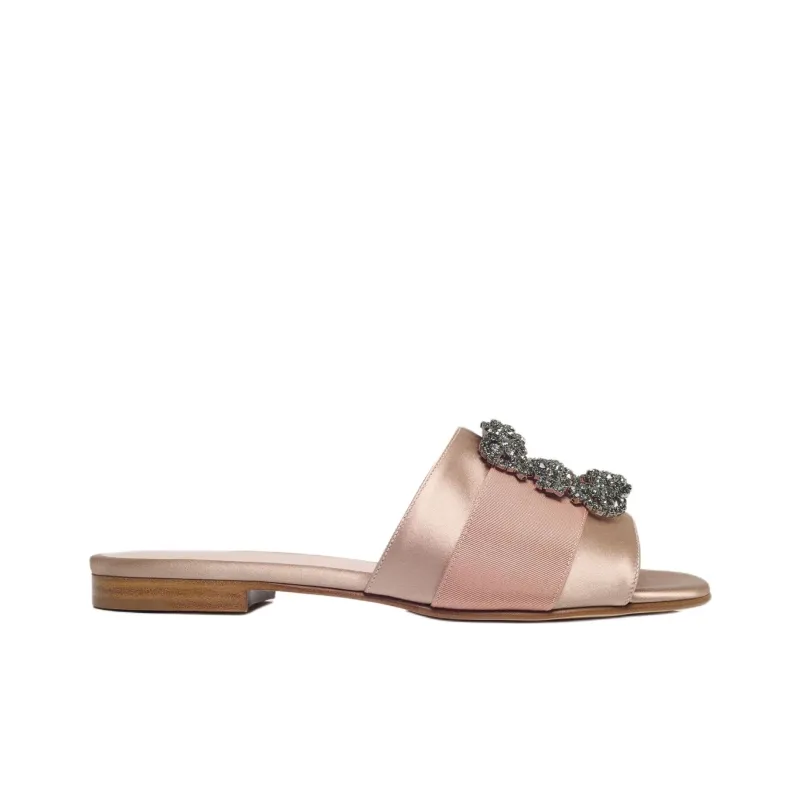 MANOLO BLAHNIK Slide Slippers Women's Nude Pink-1