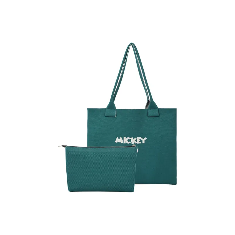MESUCA ×Disney Brand Collaboration Edition Mickey Series Polyester Tote Handbag, Shoulder Bag Women's Green-5