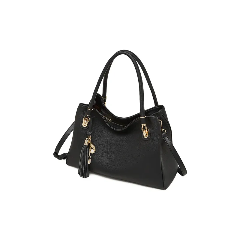 PIERRE CARDIN Cow Leather One Shoulder Handbag Tote Women's Maroon/Black-9