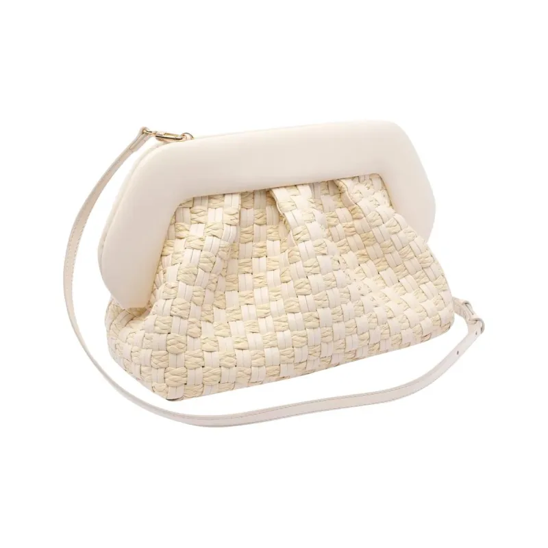 THEMOIRE Bios Straw One Shoulder Clutch Micro Women's Beige-1