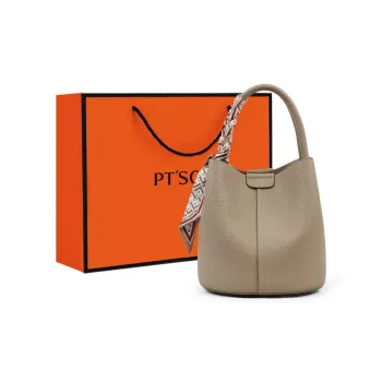 PT'SON Cow Leather Handbag Regular Women's Elephant Gray
