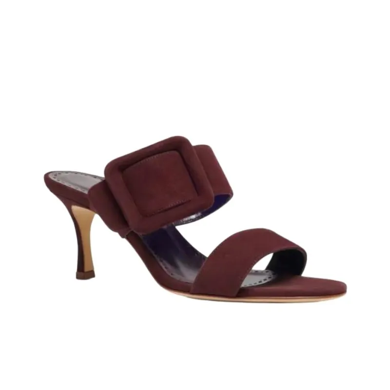 MANOLO BLAHNIK Slide Slippers 7cm Women's Red-2