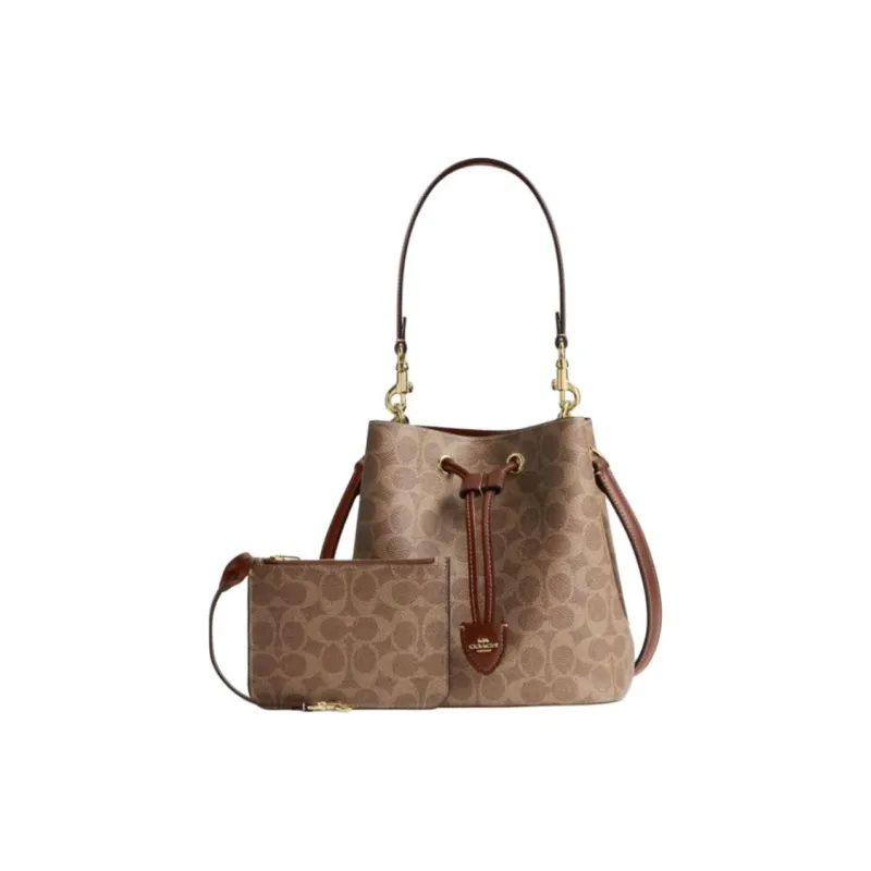 COACH Rowan Leather Bucket Bag Handbag Trumpets Women's Brown-1