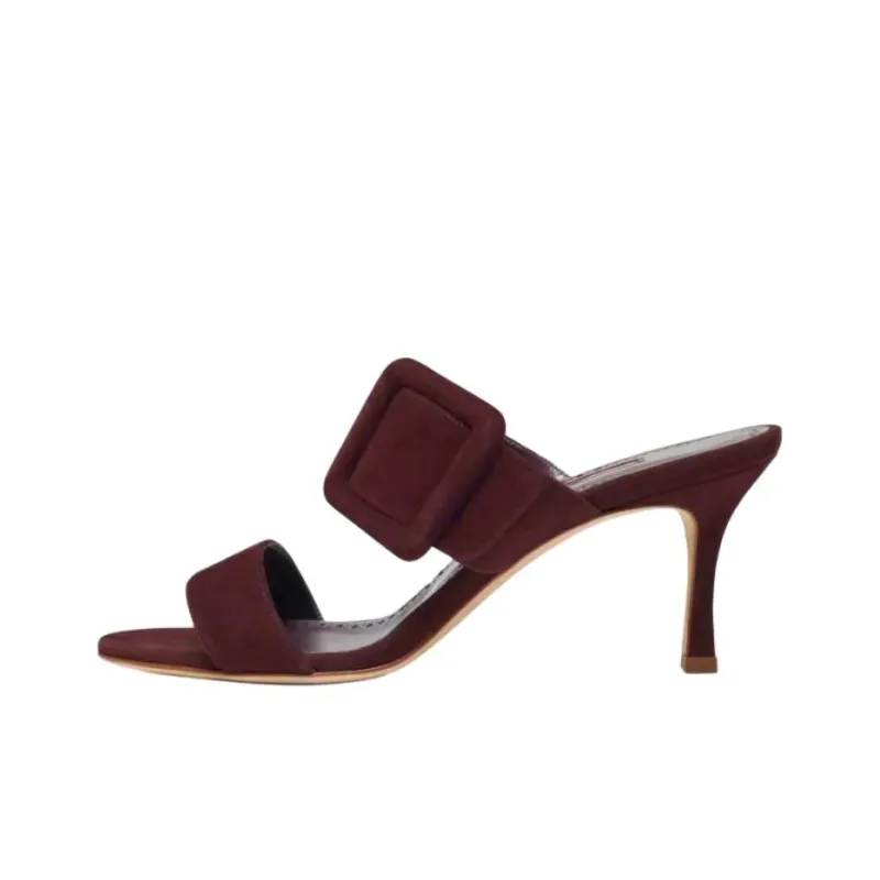 MANOLO BLAHNIK Slide Slippers 7cm Women's Red-0