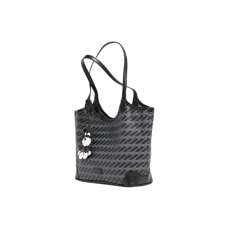 PESASRIE PU Tote Bag, Shopping Bag, Shoulder Bag Women's Black-1