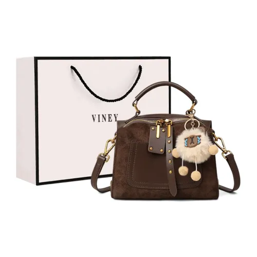 VINEY Cow Leather Handbag, Shoulder Bag, Crossbody Bag Regular Women's Coffee
