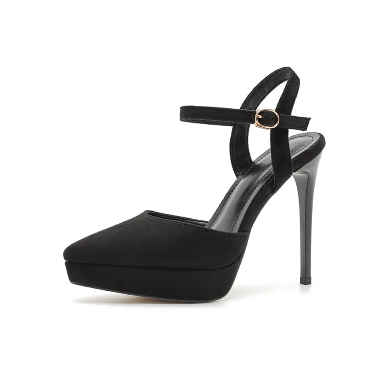 Lan Miao Slim Heel High Heels Women's Black-0