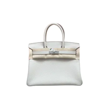 HERMES Birkin Togo Calfskin Birkin Bag Handbag Women's 8L Beton Glacier White & Concrete Gray