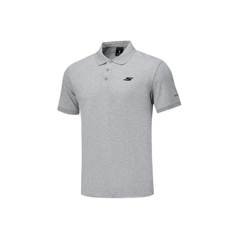 Skechers GODRI Polo Shirt Men's Heather Medium Gray 0448-0