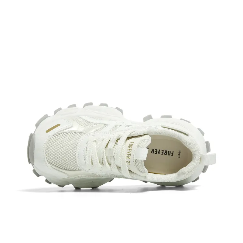 FOREVER 21 Shock Absorbers With Abrasion Resistant And Slip Resistant Properties Low Top Chunky Sneakers Women's Ecru-3