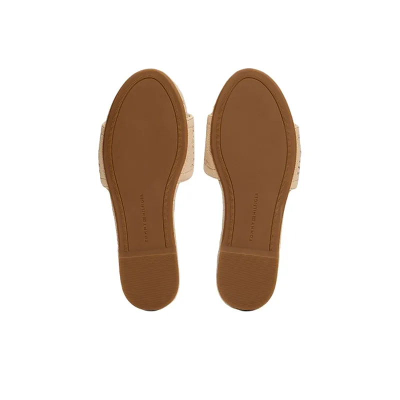 Tommy Hilfiger TH Monogram Rubber Sole Abrasion Resistant Slide Slippers Women's Beige-5