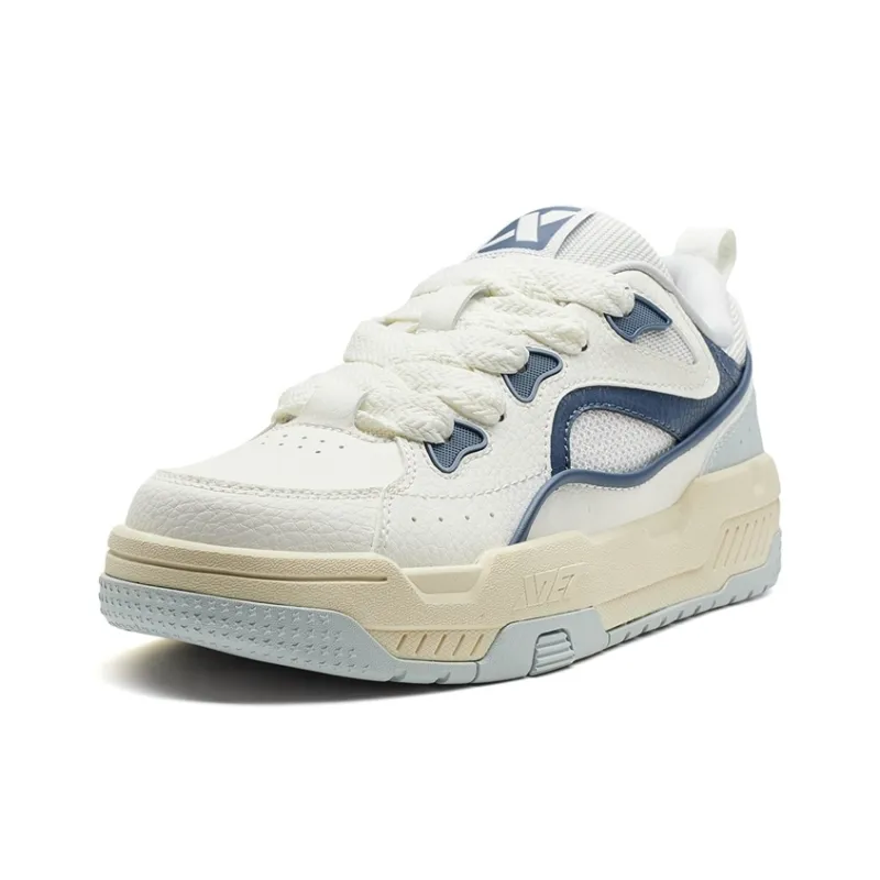 XTEP Reverse Skateboard Shoes Men Low Top Sail White/Gray Blue/Lunar Stone Gray-1