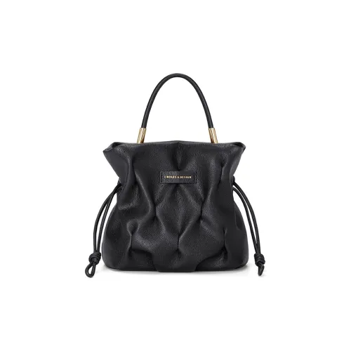 CNOLES Synthetic Leather Shoulder Bag, Crossbody Bag, Handbag Women's Phantom Black Nest