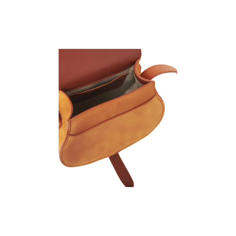Chloe Marcie Suede Grain Calfskin Saddle Bag, Crossbody Bag, Shoulder Bag Trumpets Women's Yellow-3