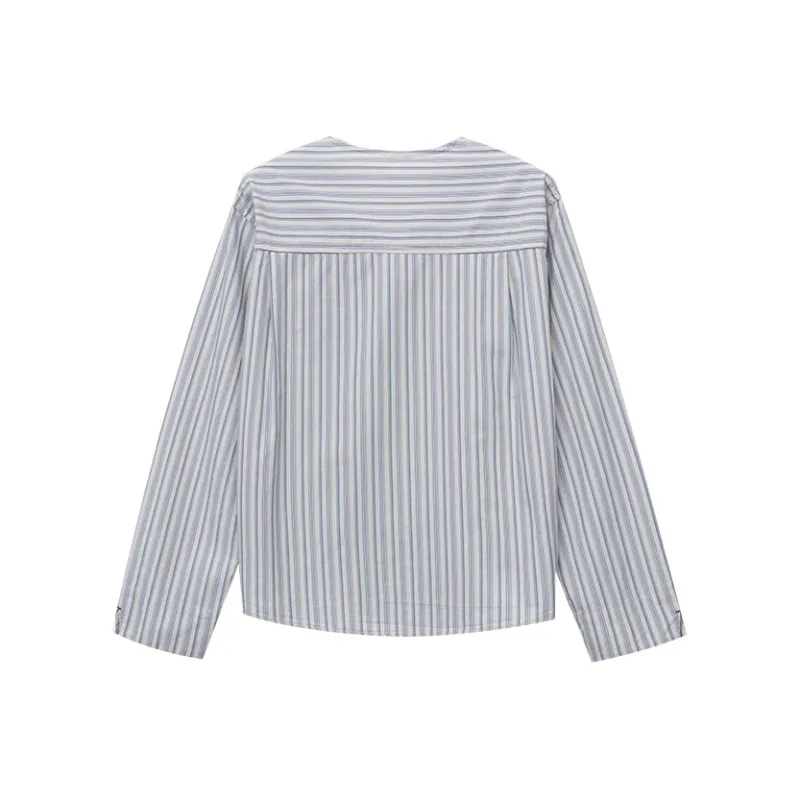 CHARM PICK Shirts Women's Blue Stripes Pattern-1