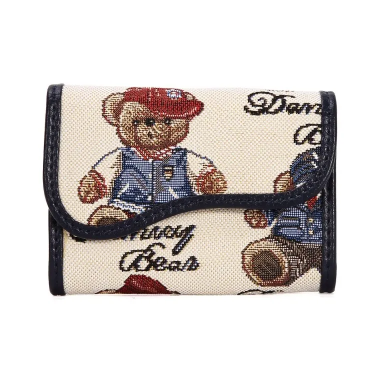 DANNYBEARJEANS Fabric Card Holder Unisex Vintage Bear Blue/Gentleman Bear Red/White Gentleman Bear Blue-4