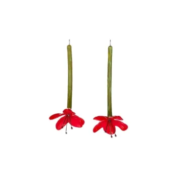 TORY BURCH Brass, Resin, Rubber, Metal Earrings Unisex Red