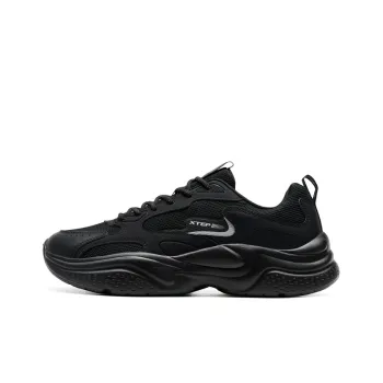 XTEP Cushioning Abrasion Resistant Lightweight Low Top Chunky Sneakers Men's Black
