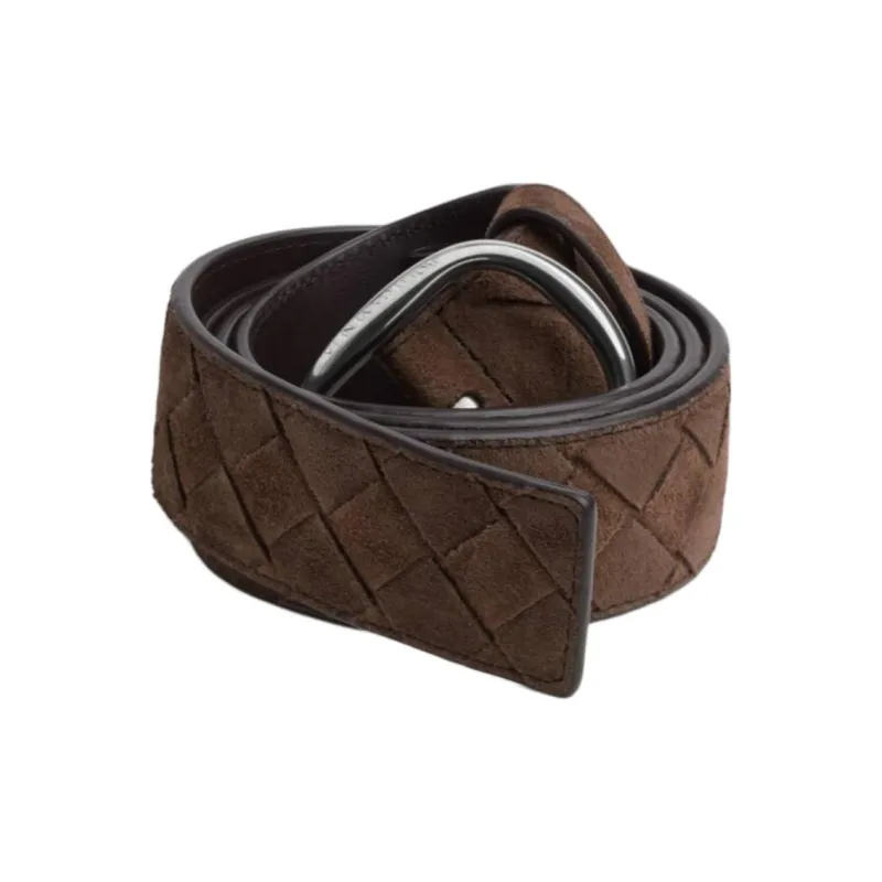 Bottega Veneta Calfskin, Suede Leather Belts Men's Brown 3.5CM-1