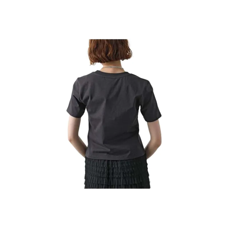 GANNI Logo Embroidered Crewneck T Shirt-5