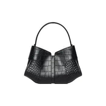 ZESH Calfskin One Shoulder Handbag Trumpets Women's Black