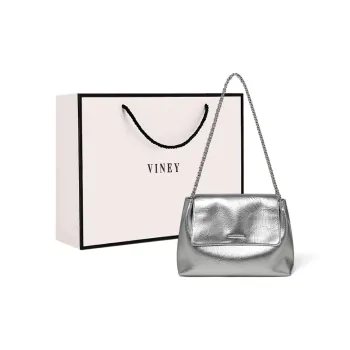 VINEY Cow Leather Shoulder Bag Regular Women's Silver