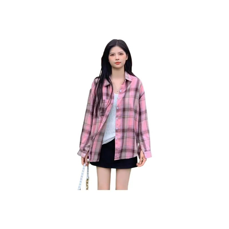Wen Shan Shirts Women's Pink Plaid-0