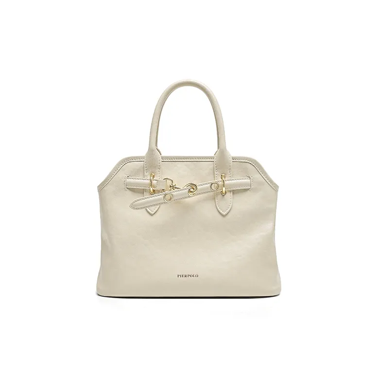 PIERPOLO Cow Leather Tote Bag, Shoulder Bag, Crossbody Bag, Handbag Regular Women's White/Black-1