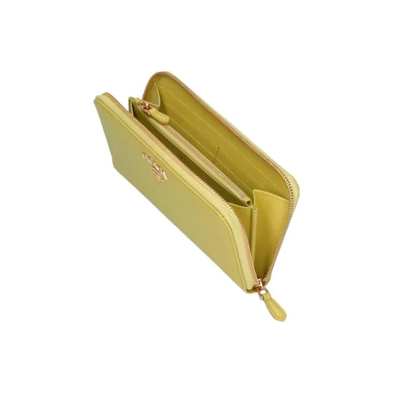 PRADA Leather Wallet Women's Yellow-3