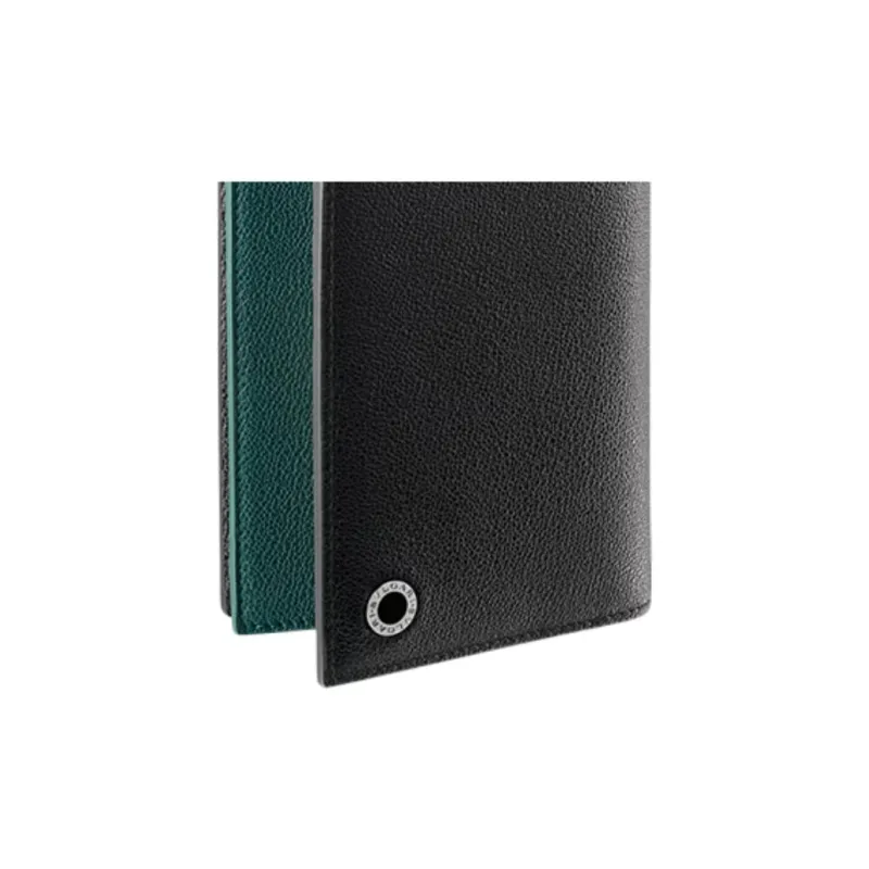 BVLGARI Calfskin Wallet Tubas Men's Black-3