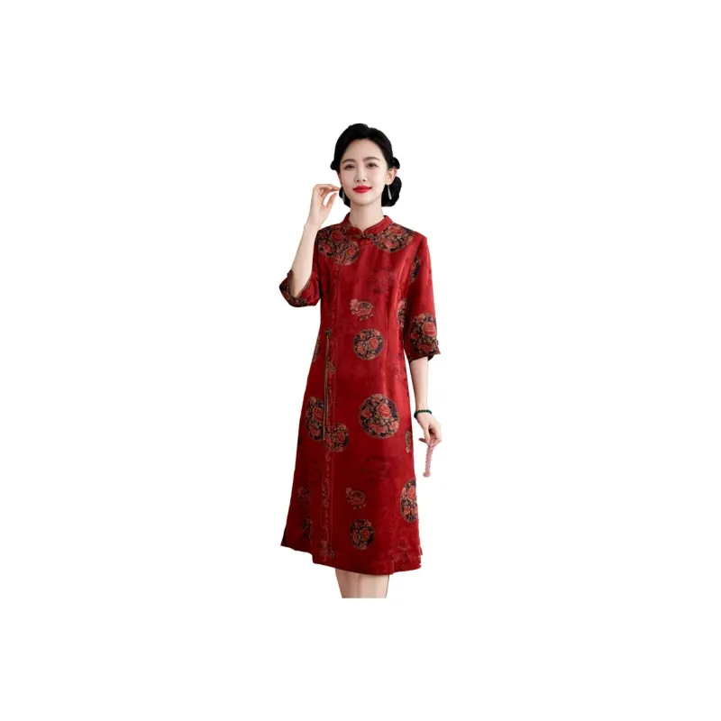Yi Mengyuan Silk Short Sleeved Dress Women's-1