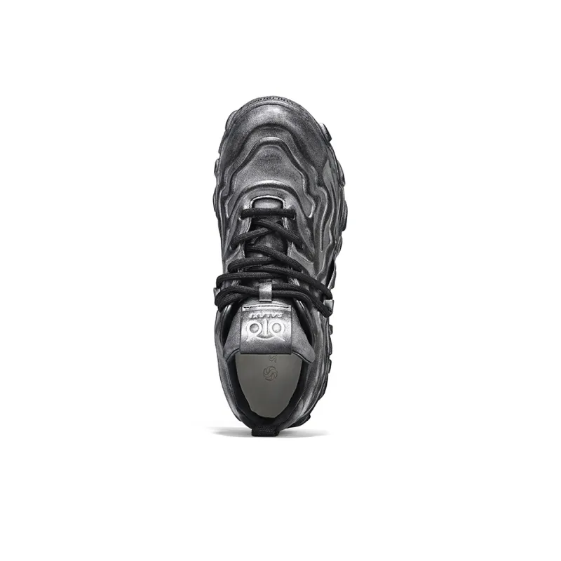 SALAXI Low Top Chunky Sneakers Men's Polished Black-4
