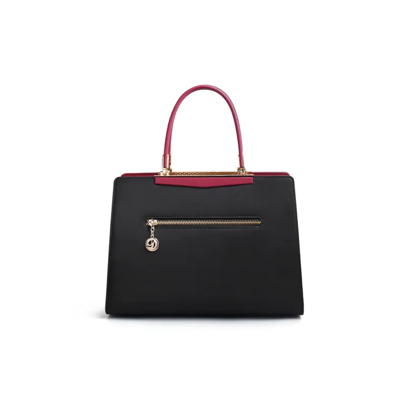 Danxilu Cow Leather Unique Style, Exquisite Bag, Grandmother Bag, Shoulder Bag, Crossbody Handbag Tubas Women's Black-1