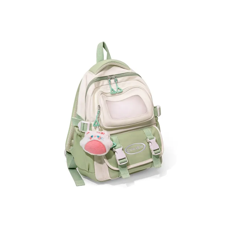 CinvaiKrose Fabric Backpack Lightweight Backpack Travel Bag Trumpets Women's Green-1