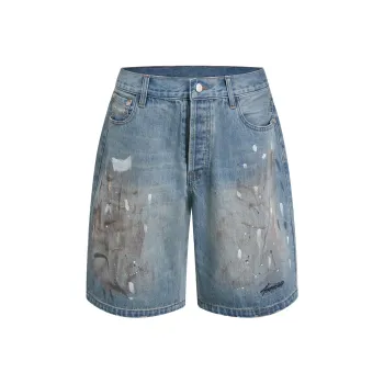 404MOB GANG Denim Shorts Unisex