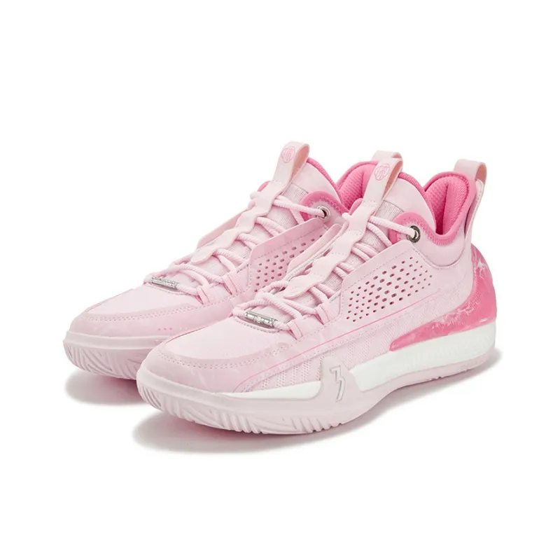 361° Zen 7 Cushioning Coverage Abrasion Resistant Slip Resistant Low Top Basketball Shoes Men's Pure White Pink-2