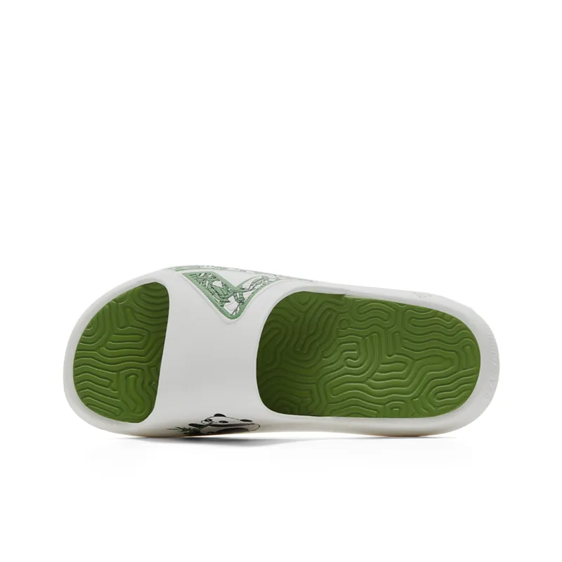 PEAK Tai Ji1.0 Quiet Slip Resistant Abrasion Resistant Slide Slippers Unisex White Green-2
