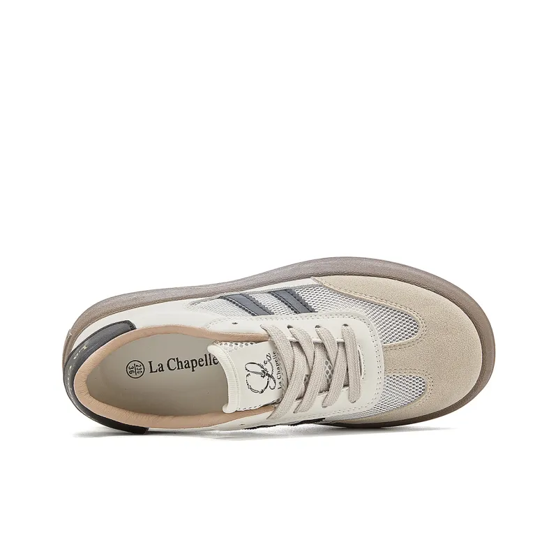 La Chapelle Abrasion Resistant Low Top Skateboard Shoes Women's Beige Black-3