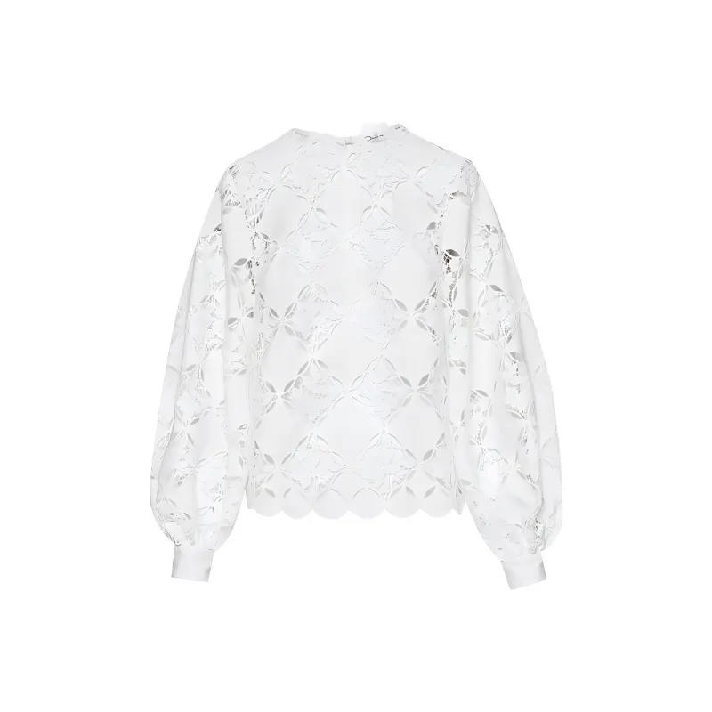 Oscar De La Renta Gardenia Guipure Blouse-0