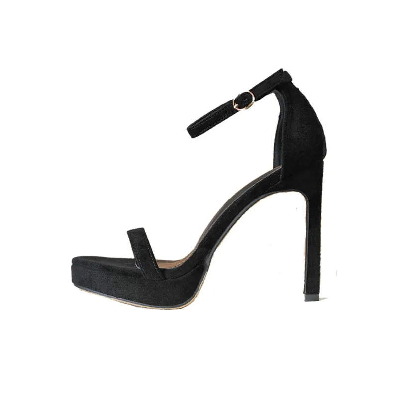 Lan Miao One Strap Sandals 11CM Women's Black-0