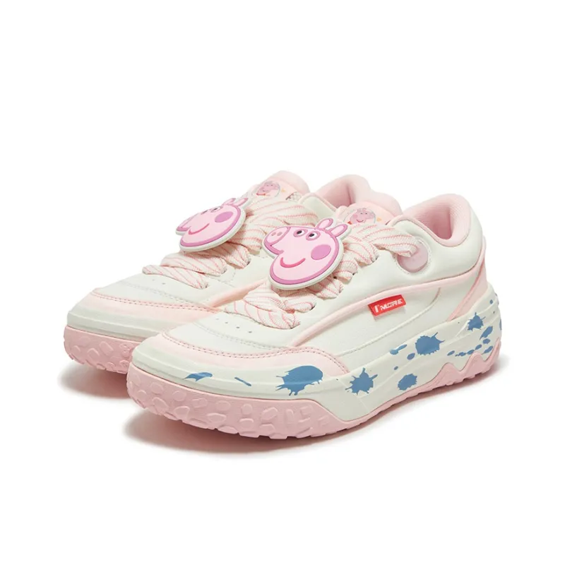 361° Anti Slip Wear Resistant Low Top Skateboard Shoes Women's White Pink-2