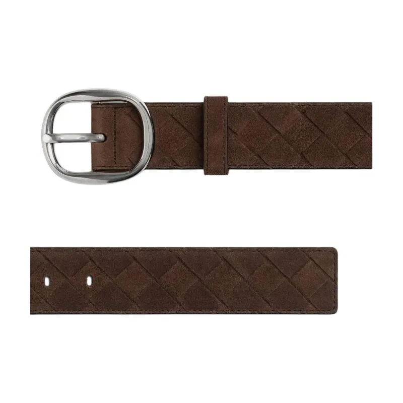 Bottega Veneta Calfskin, Suede Leather Belts Men's Brown 3.5CM-2