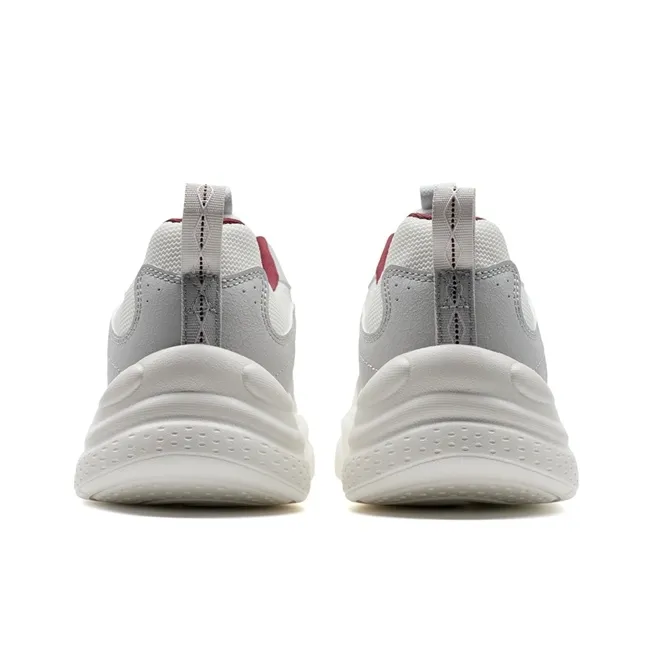 XTEP Abrasion Resistant Lightweight Slip Resistant Low Top Chunky Sneakers Men's White Gray-4
