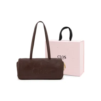 Clos Top Grain Vegetable Tanned Calfskin Baguette Bag Shoulder Bags Women's Caramel Brown/Apricot/Black