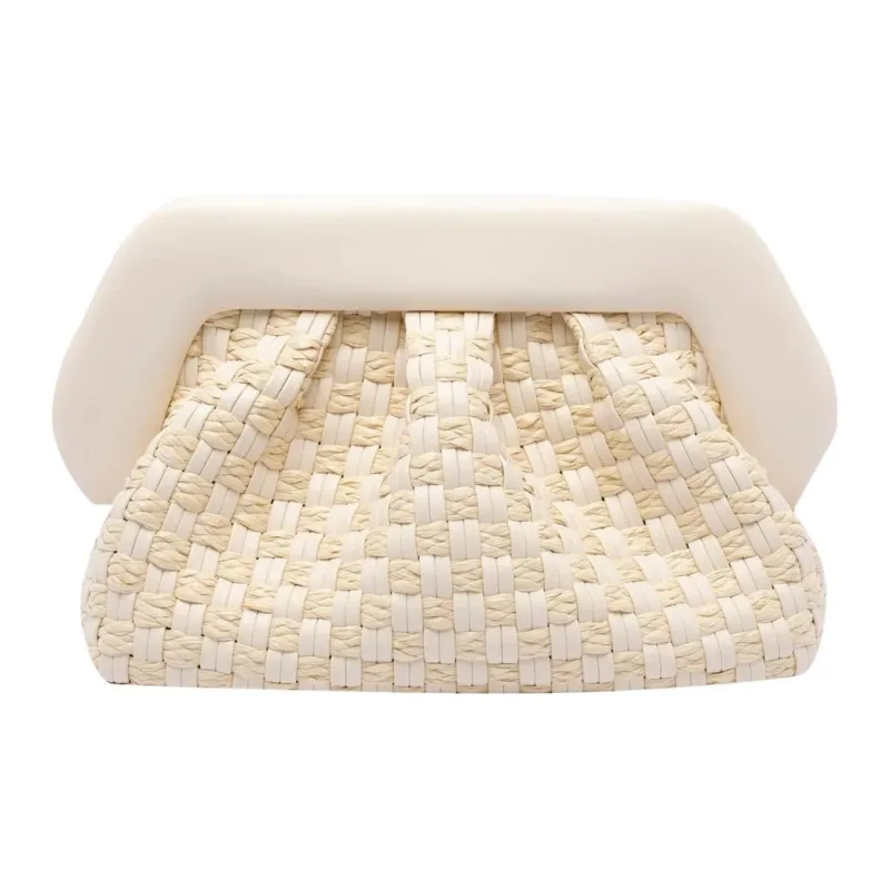 THEMOIRE Bios Straw One Shoulder Clutch Micro Women's Beige-0