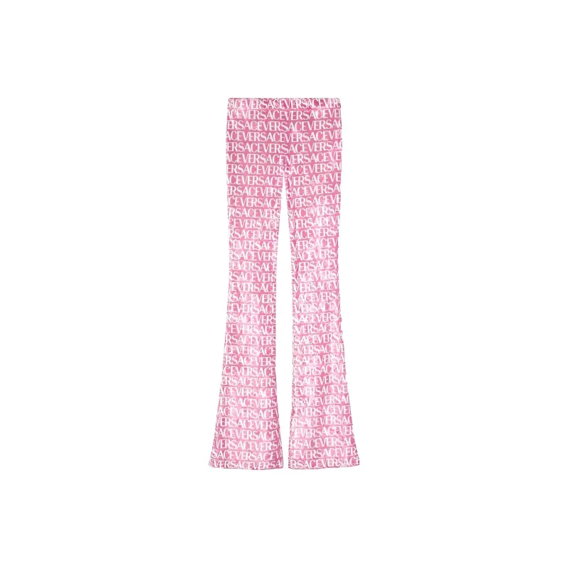 VERSACE Logo print Flared Trousers-0